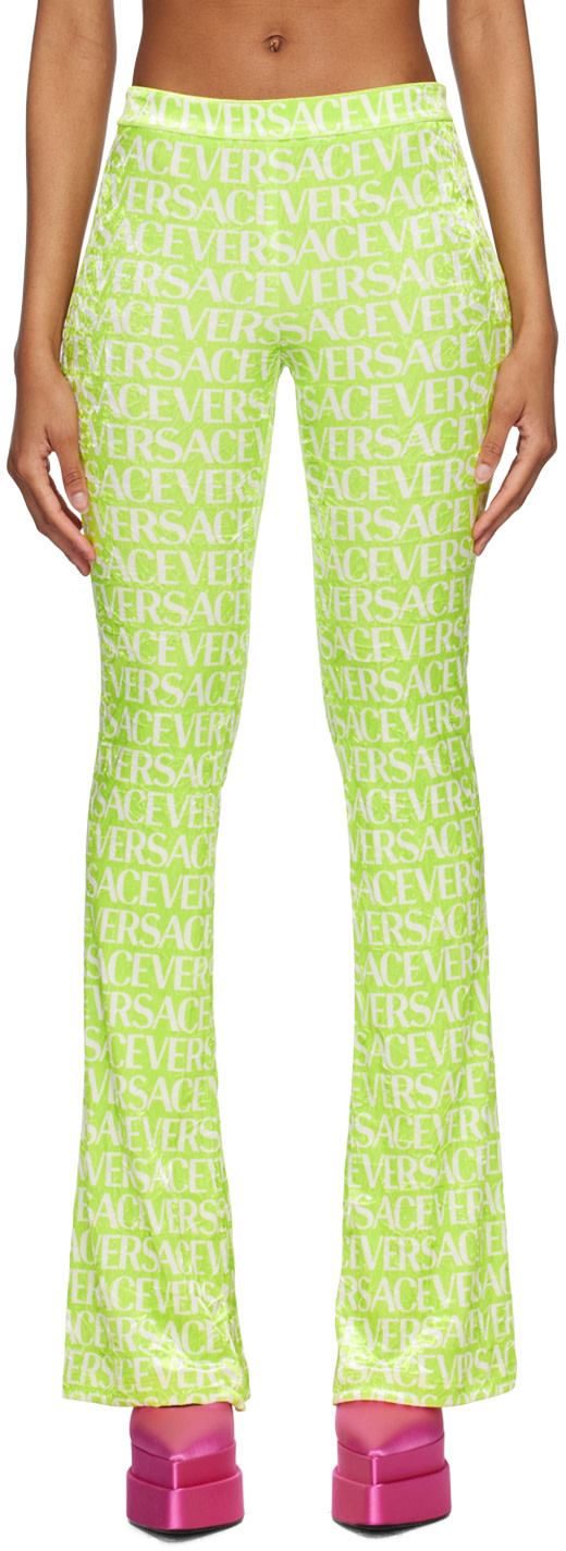 Versace - Pantalon vert à motif à logo
