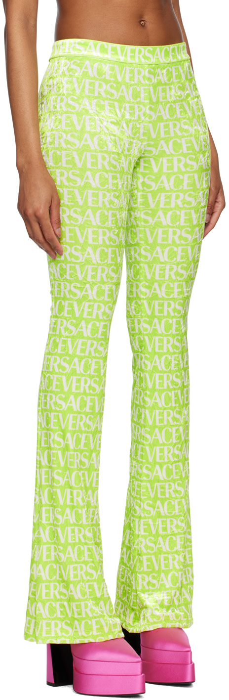 Versace - Pantalon vert à motif à logo