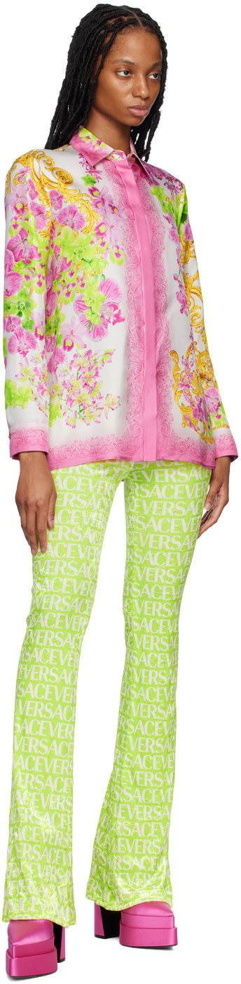 Versace - Pantalon vert à motif à logo