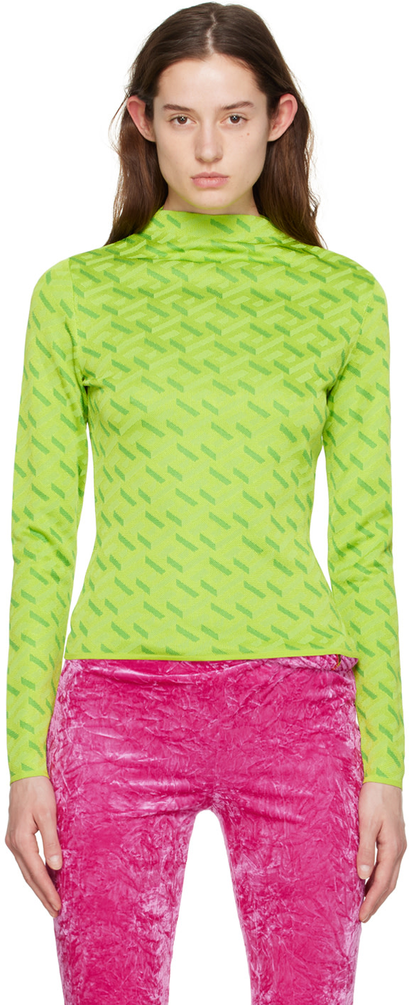 Versace: Green La Greca Sweater | SSENSE