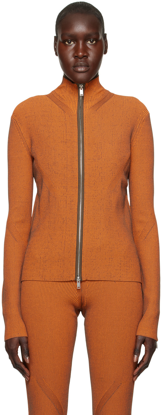 Dion Lee - Pull côtelé orange à glissière