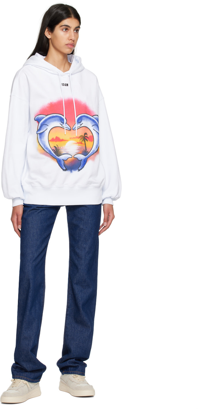MSGM - Pull à capuche blanc à image