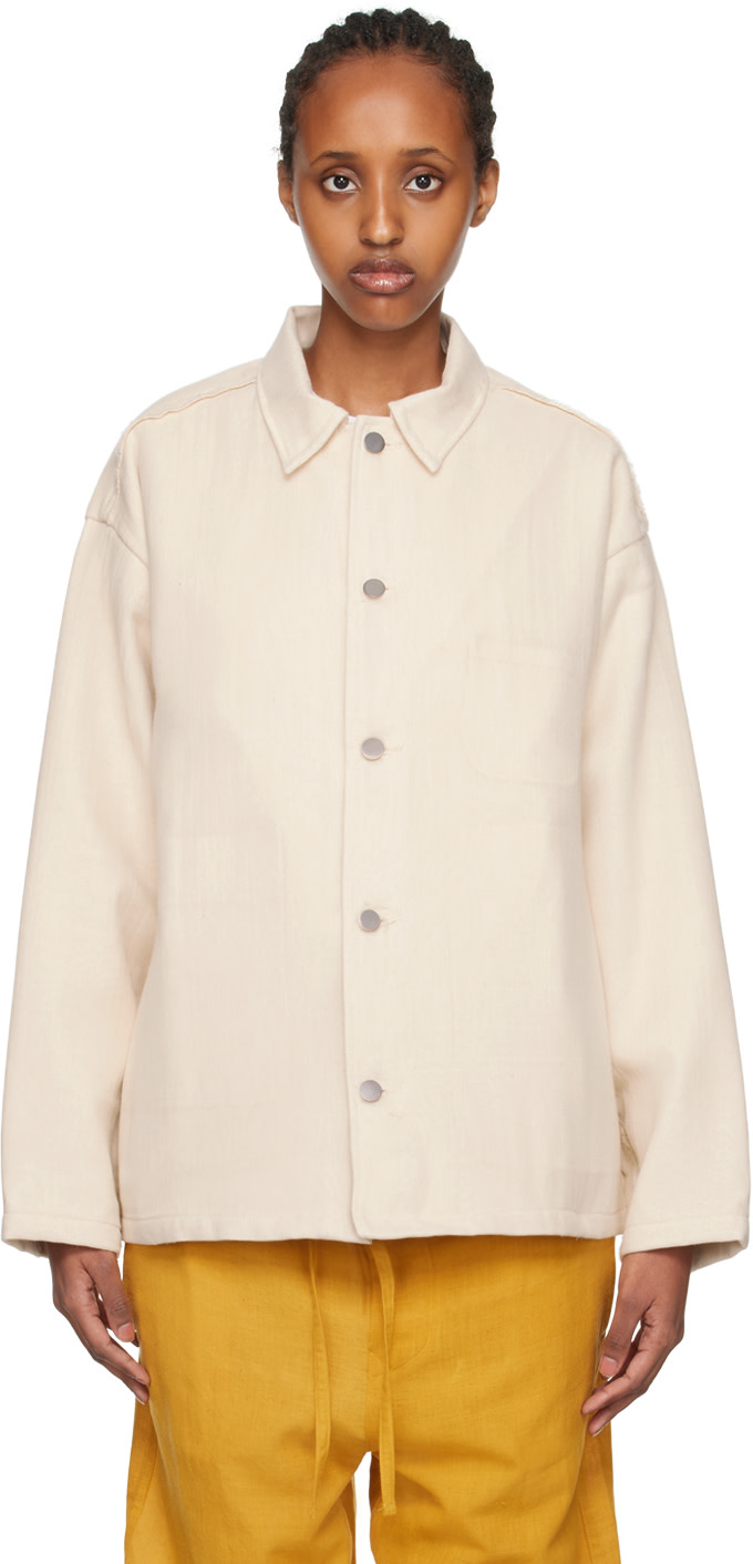 AIREI - Blouson blanc cassé à bords bruts