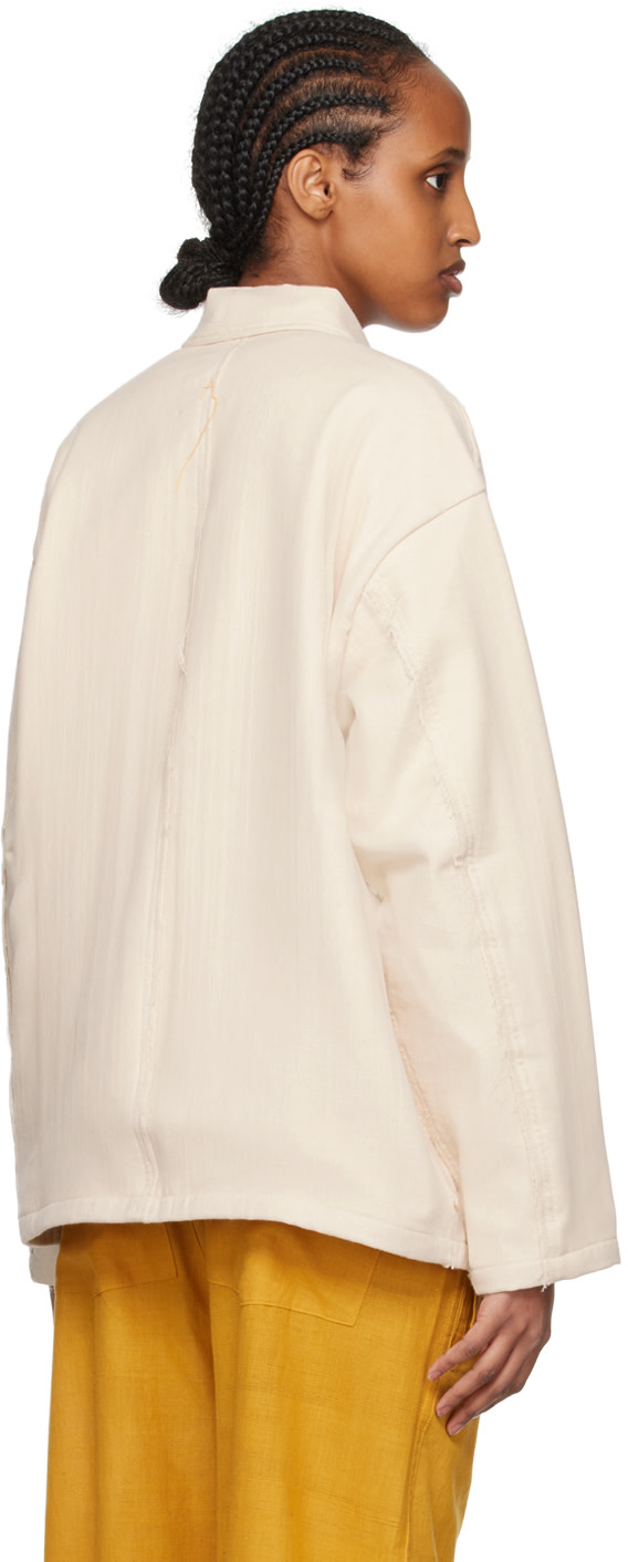 AIREI - Blouson blanc cassé à bords bruts