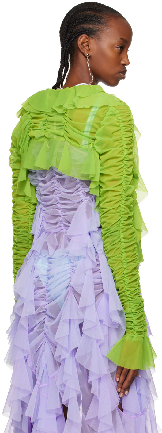 Ester Manas - Cardigan vert à effet ruché