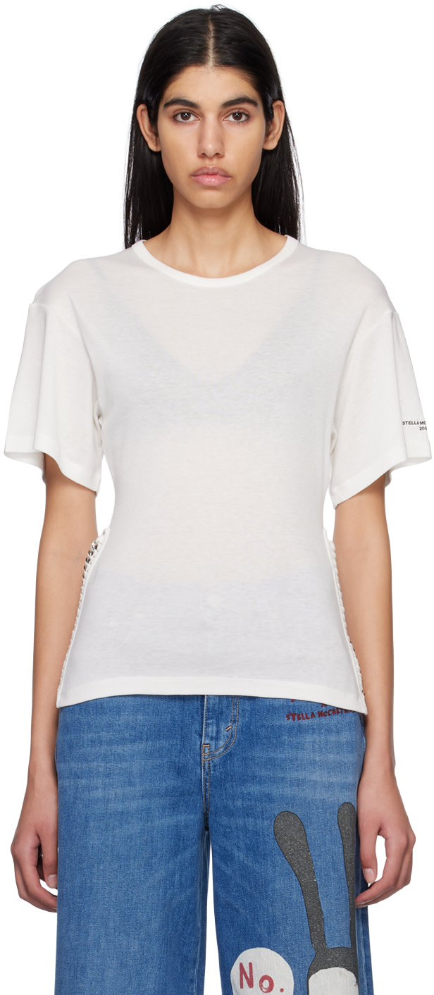 Stella McCartney - T-shirt blanc à chaines