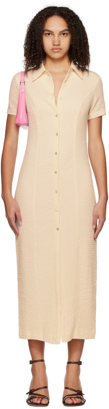 THIRD FORM - Robe midi blanc cassé à boutons