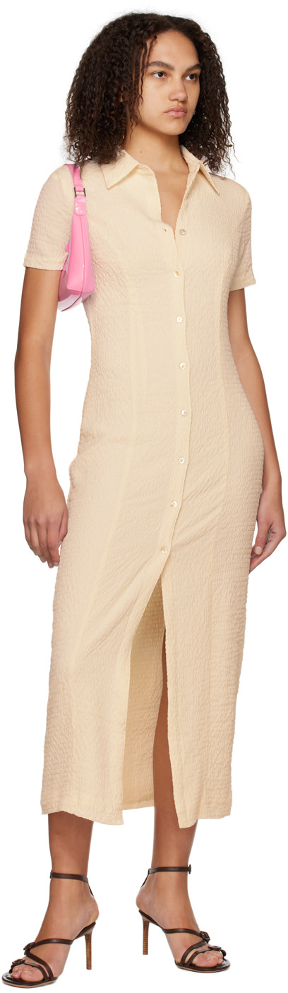 THIRD FORM - Robe midi blanc cassé à boutons