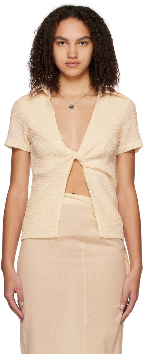 THIRD FORM - T-shirt torsadé blanc cassé