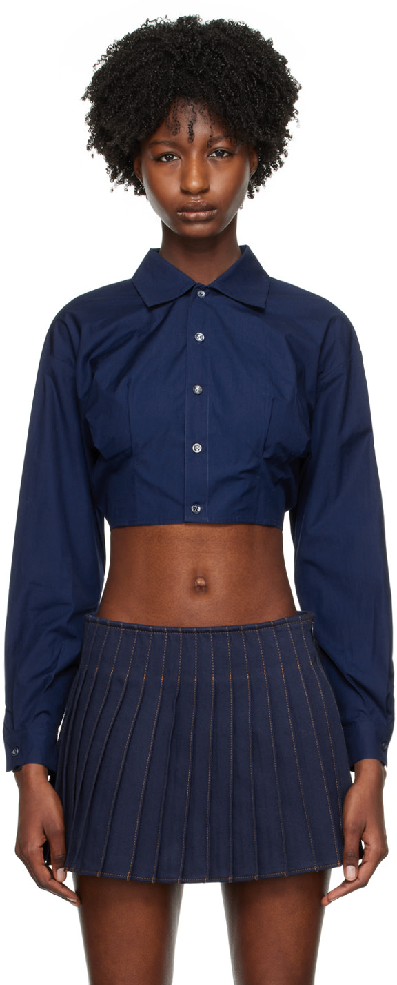 ami paris ネイビーセットアップ　サイズ50 AMI Paris: SSENSE Exclusive Blue Shirt | SSENSE