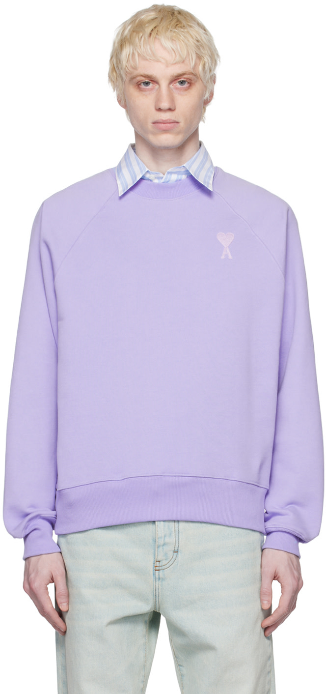 AMI Paris: SSENSE Exclusive Purple Ami de Cœur Sweatshirt | SSENSE