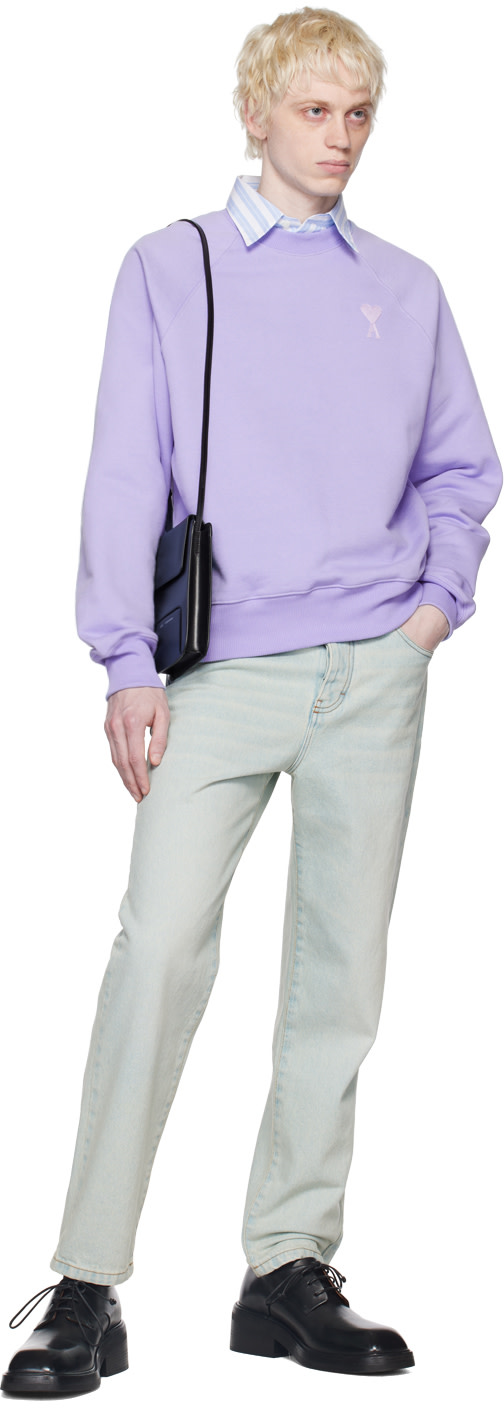 M*n様 AMI Paris Ami de Coeur スウェットシャツ 紫 AMI Paris: SSENSE Exclusive Purple Ami de Cœur Sweatshirt | SSENSE