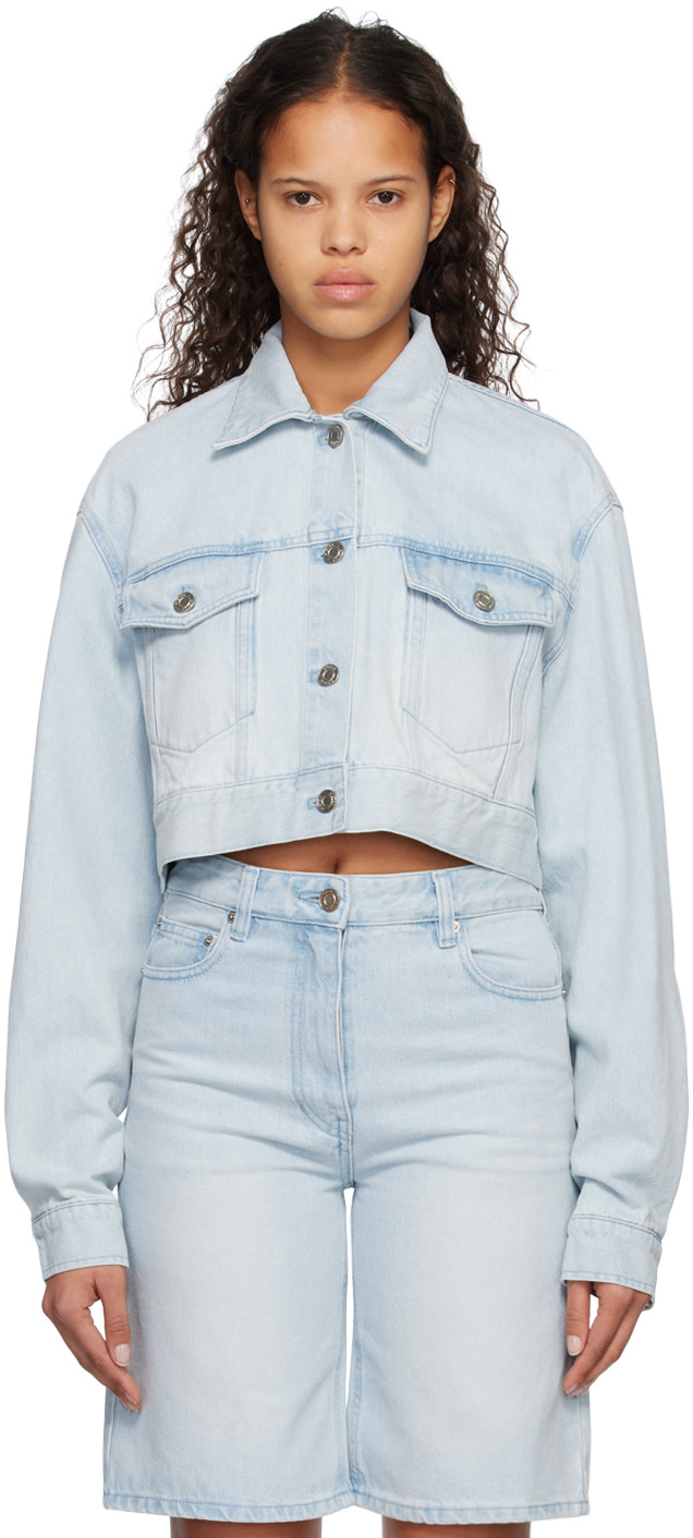 System - Blouson écourté bleu en denim