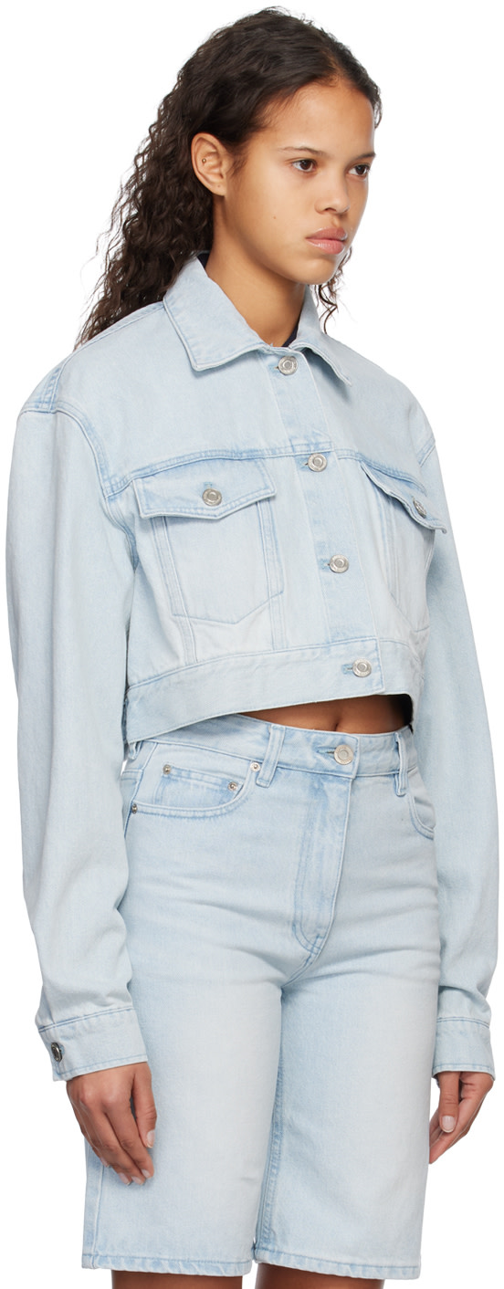System - Blouson écourté bleu en denim