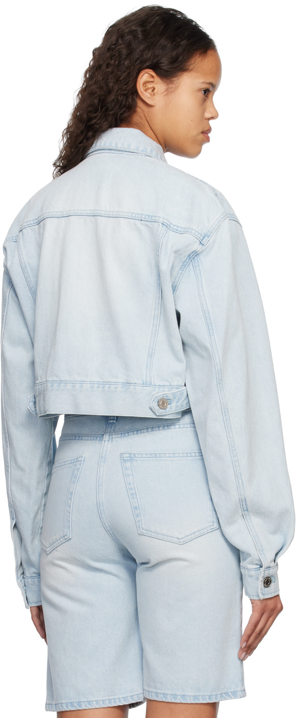 System - Blouson écourté bleu en denim