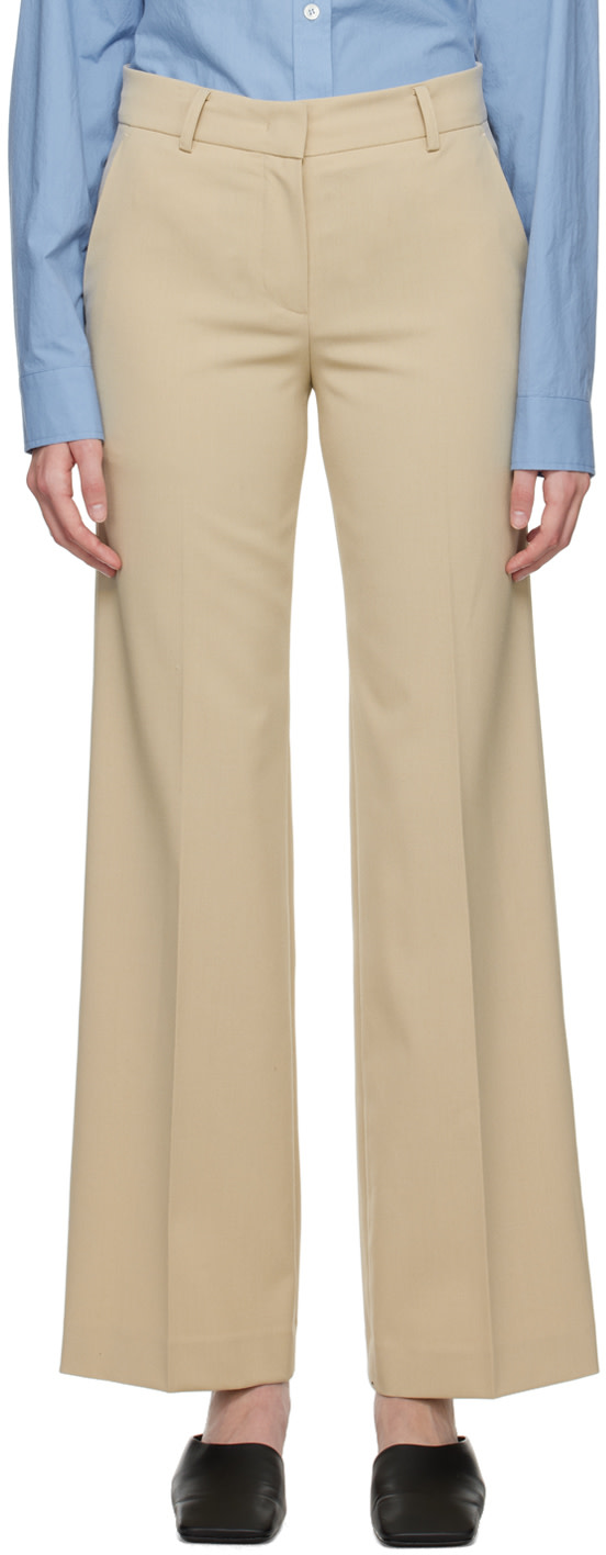 System - Pantalon beige à plis