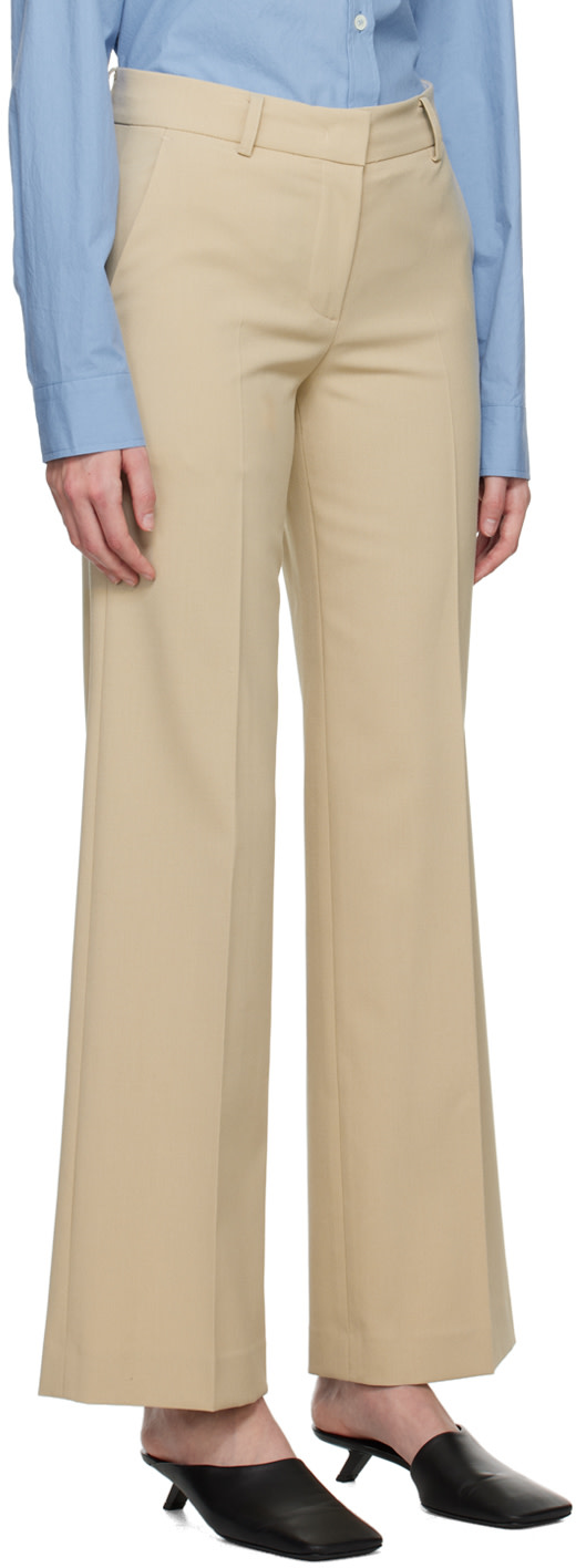 System - Pantalon beige à plis