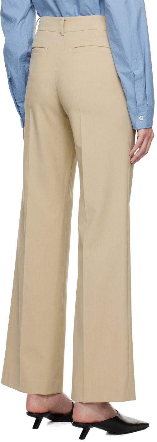 System - Pantalon beige à plis