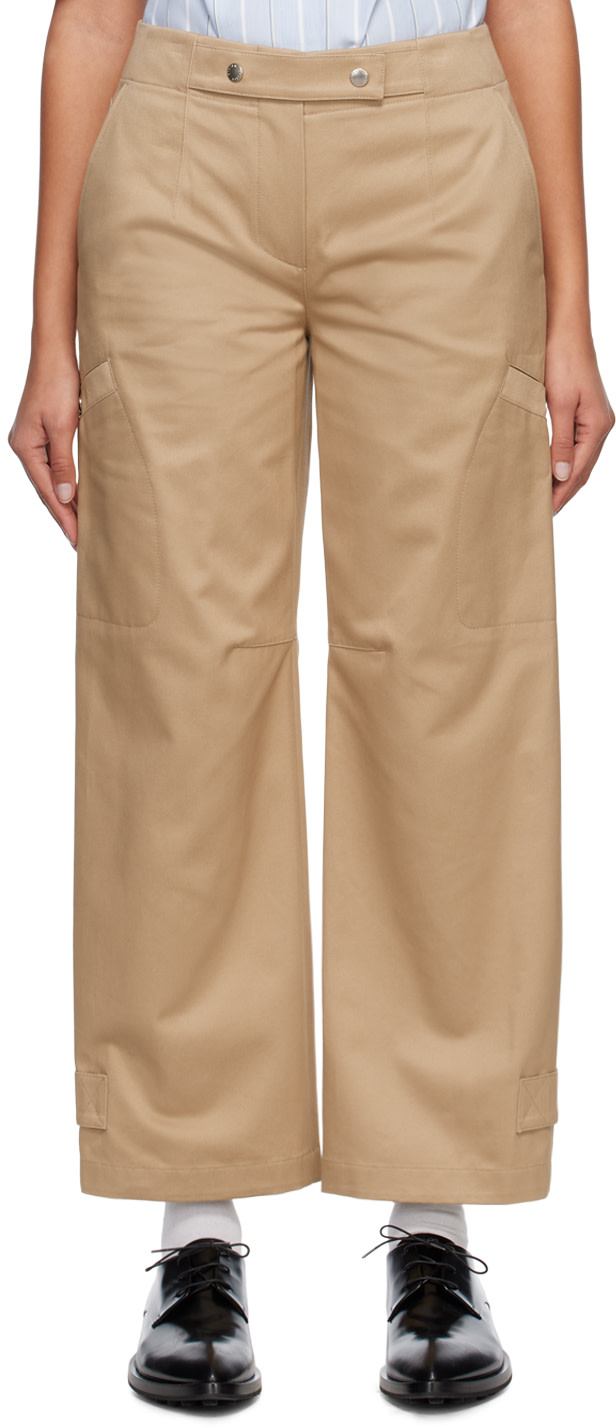 System - Pantalon beige à boutons-pression