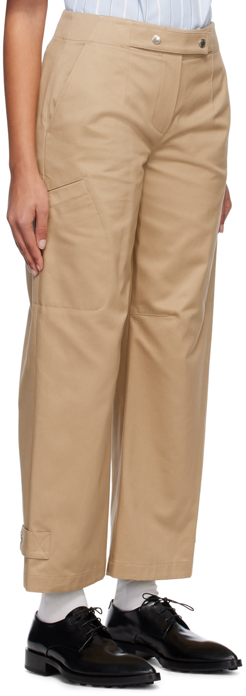 System - Pantalon beige à boutons-pression