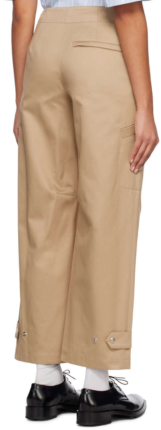 System - Pantalon beige à boutons-pression