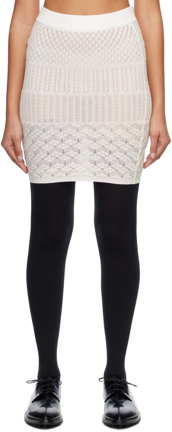 System - Jupe midi semi-transparente blanc cassé