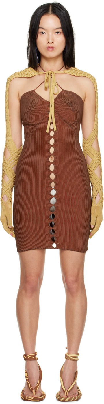 Isa Boulder - Robe courte brune exclusive à SSENSE