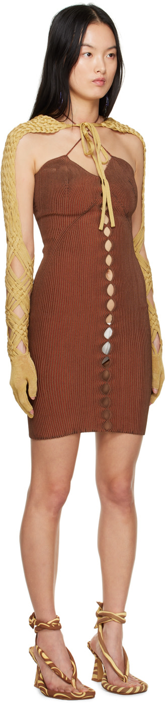 Isa Boulder - Robe courte brune exclusive à SSENSE