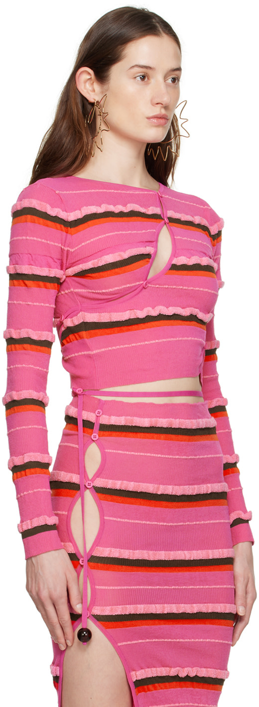 JACQUEMUS: Pink 'Le Cardigan Tordu' Cardigan | SSENSE