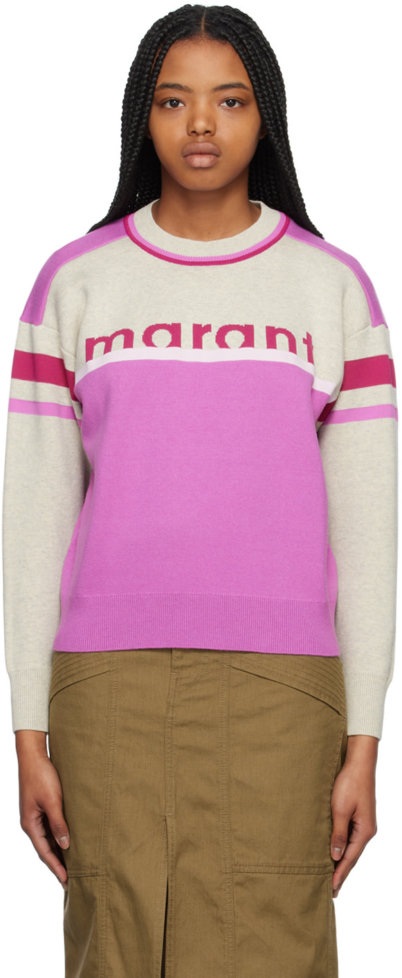 Isabel Marant Etoile - Pull molletonné Carry rose et beige