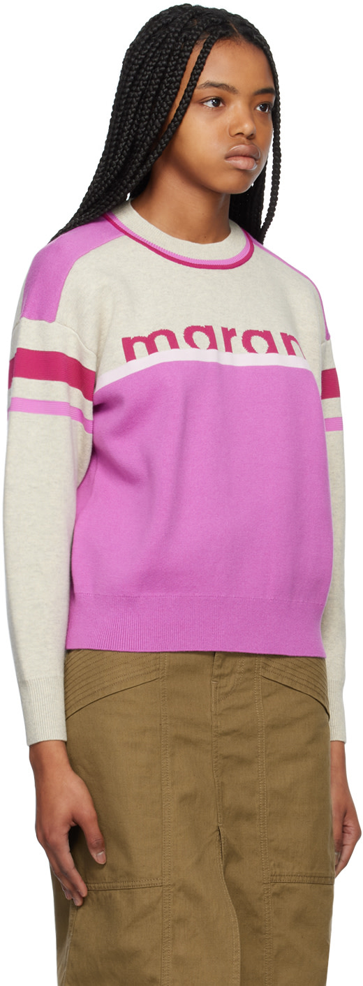 Isabel Marant Etoile - Pull molletonné Carry rose et beige