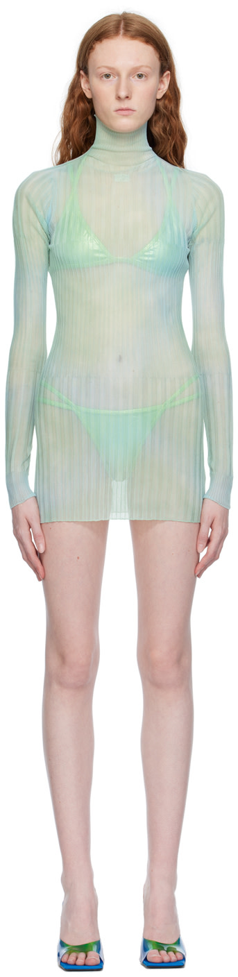 Off-White - Robe courte bleue à motif tie-dye