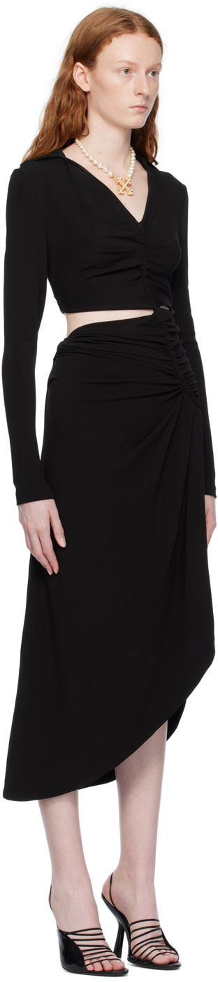Off-White - Robe midi noire à effet ruché