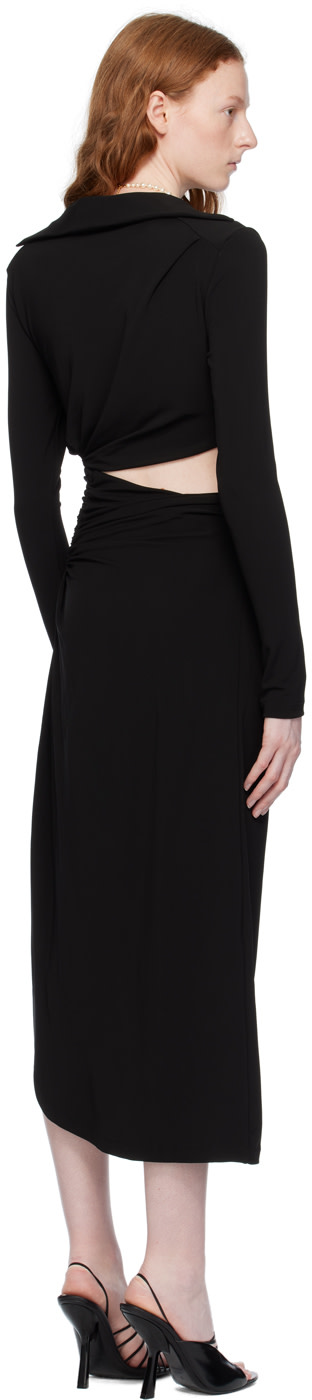 Off-White - Robe midi noire à effet ruché