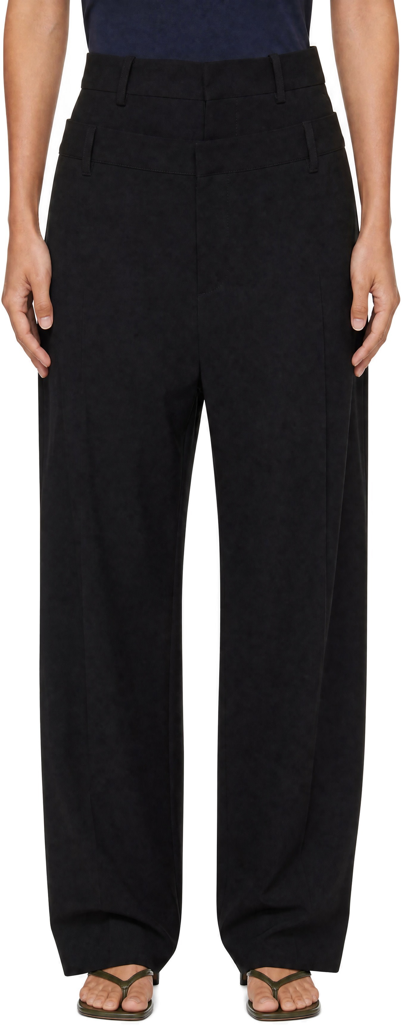 Off-White - 黑色 Wool Double Over 长裤