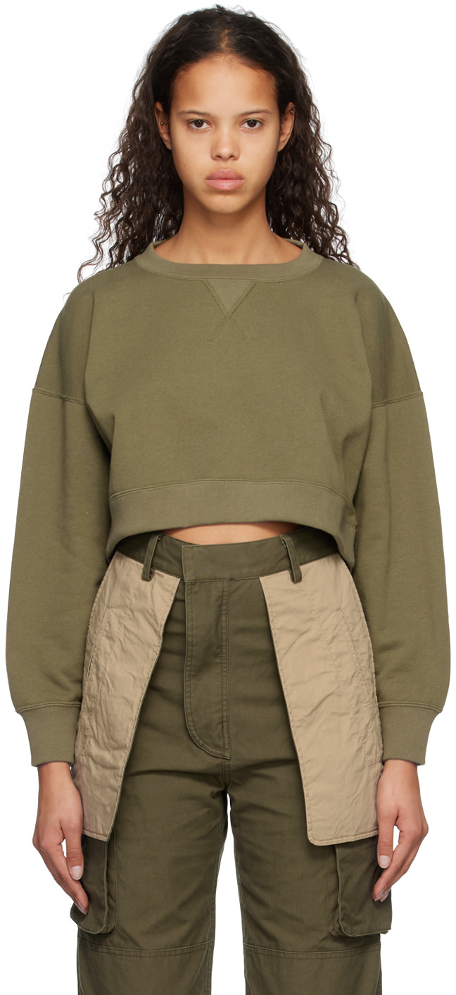 INSCRIRE - Pull molletonné kaki à découpe