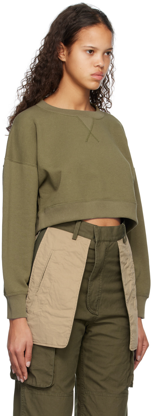 INSCRIRE - Pull molletonné kaki à découpe