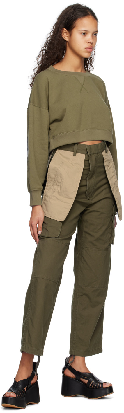 INSCRIRE - Pull molletonné kaki à découpe