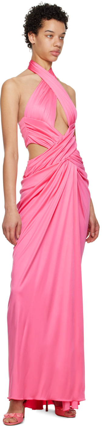 Moschino - Robe longue drapée rose