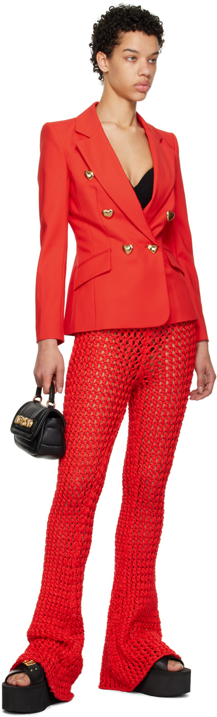 Moschino: レッド ハートボタン テーラードジャケット | SSENSE 日本