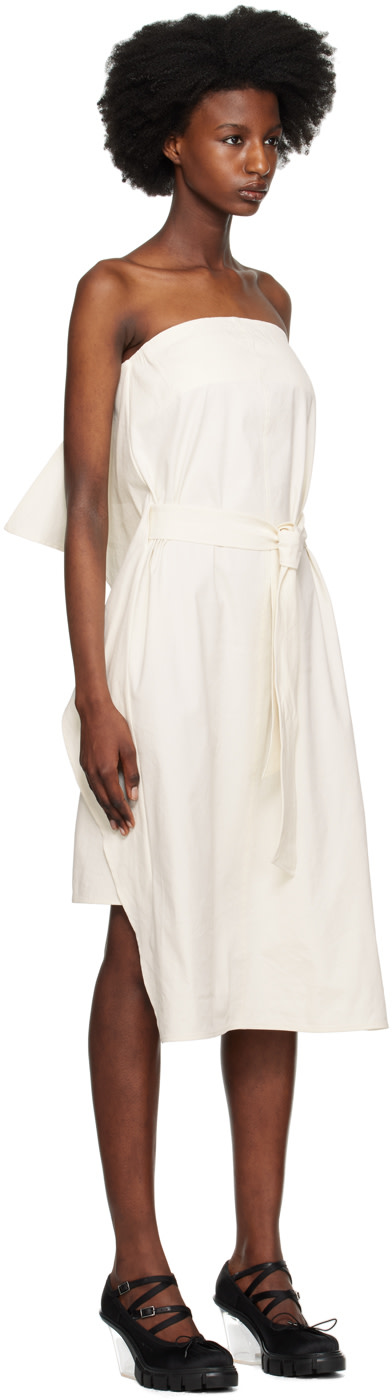 RECTO - Robe tube midi blanc cassé