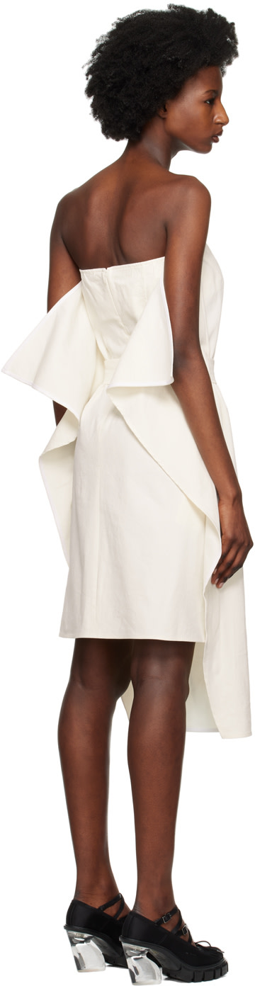 RECTO - Robe tube midi blanc cassé