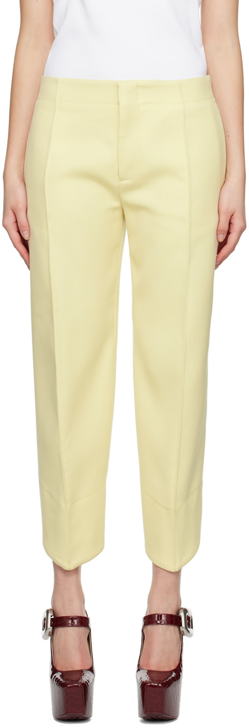 Bottega Veneta: Yellow Curved Trousers | SSENSE Denmark