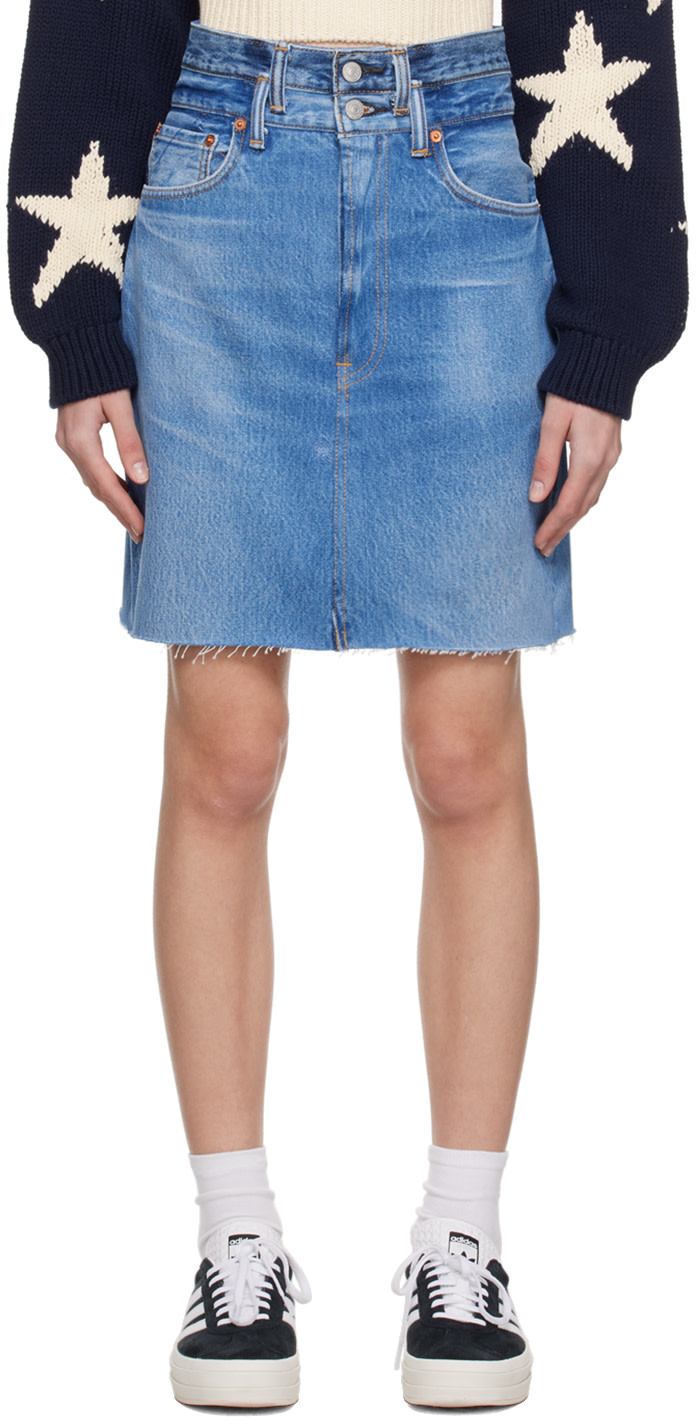 Re/Done - Mini-jupe bleue à taille double