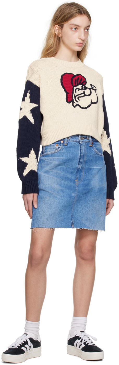 Re/Done - Mini-jupe bleue à taille double