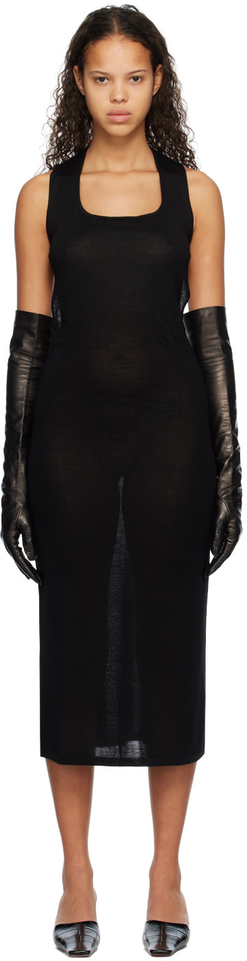 Subtle Le Nguyen - Robe midi noire à encolure arrondie