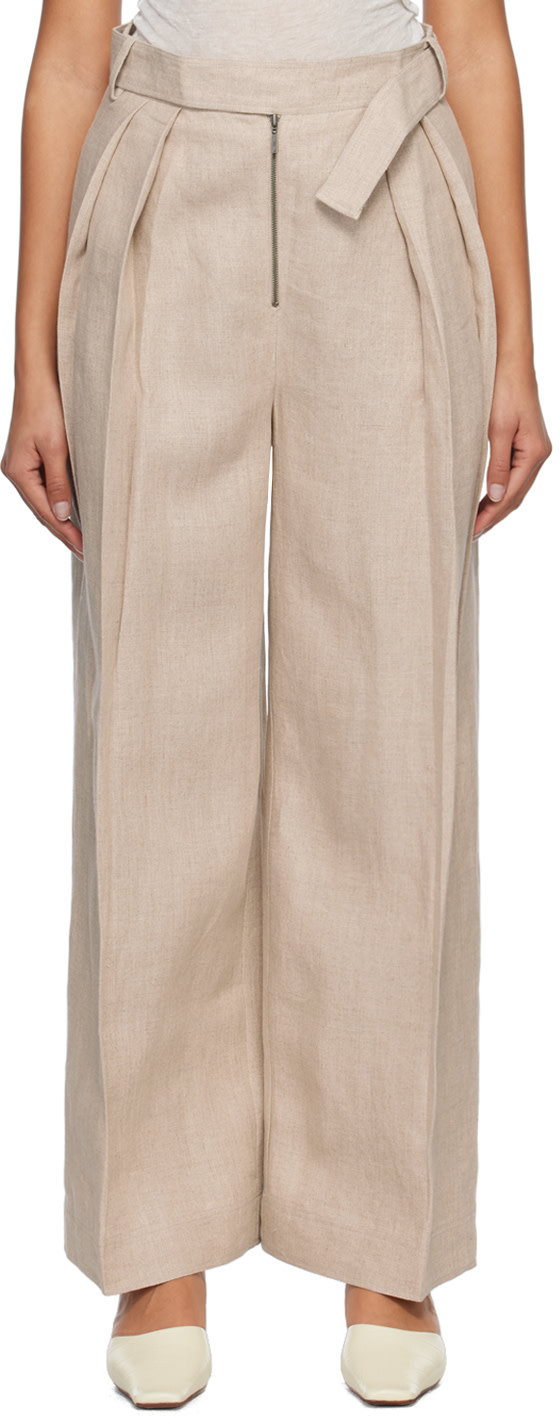 Subtle Le Nguyen - Pantalon beige à plis