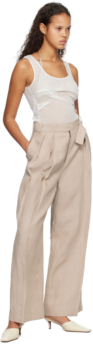 Subtle Le Nguyen - Pantalon beige à plis