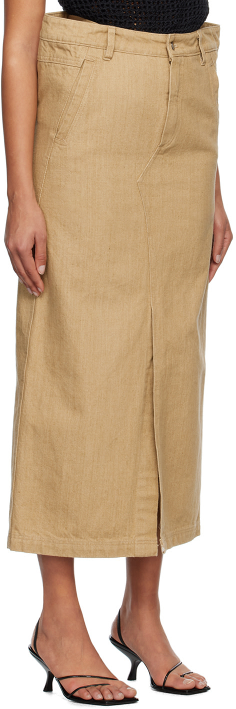 Subtle Le Nguyen - Jupe longue beige en denim