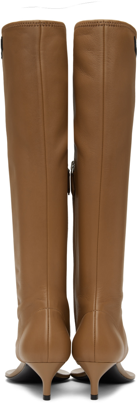 Miu Miu: Brown Thong Tall Boots | SSENSE Canada